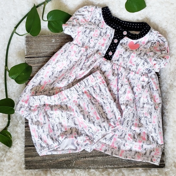 2P Carter's Pink & White Giraffe Baby Dress 3 mo - Picture 1 of 6